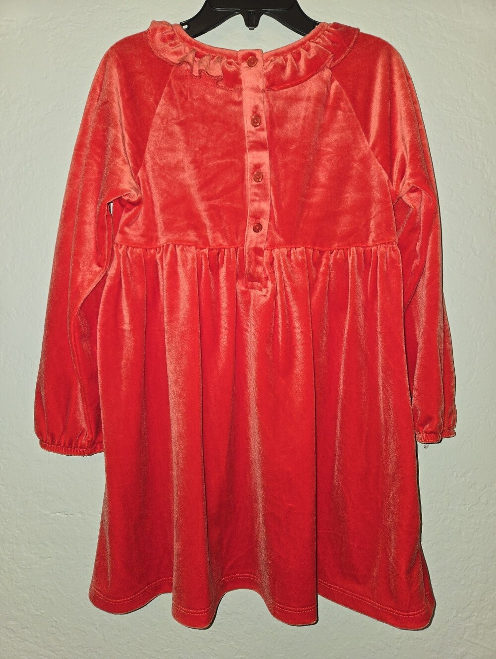 Adventure Wear 360 Red Velvet Long-Sleeve Ruffle Collar Dress - Picture 3 of 3
